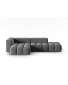 Verona 4-Sitzer-Ecksofa aus warmem grauem, modularem Samt, für links, 265 x 145 x 70 cm
