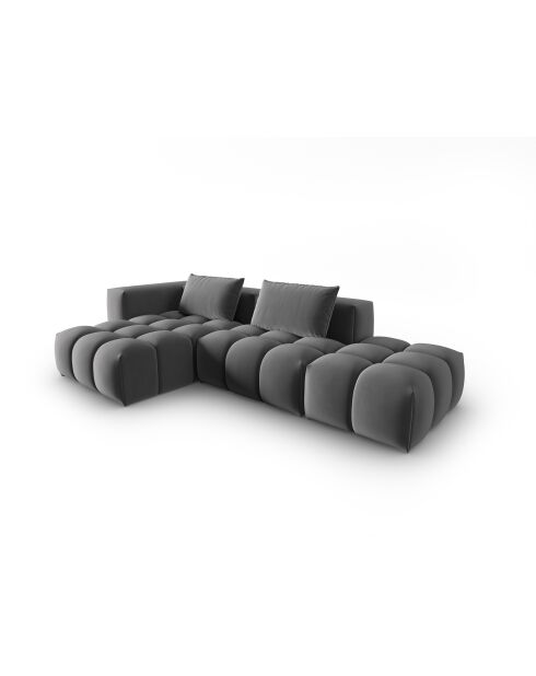 Verona 4-zits warmgrijze modulaire fluwelen hoekbank links - 265x145x70 cm