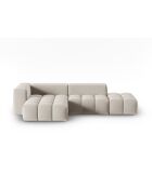 Verona 4-zits ecru modulaire fluwelen hoekbank links - 265x145x70 cm