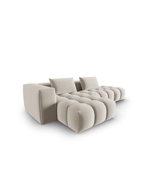 Verona 4-zits ecru modulaire fluwelen hoekbank links - 265x145x70 cm