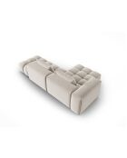 Verona 4-zits ecru modulaire fluwelen hoekbank links - 265x145x70 cm