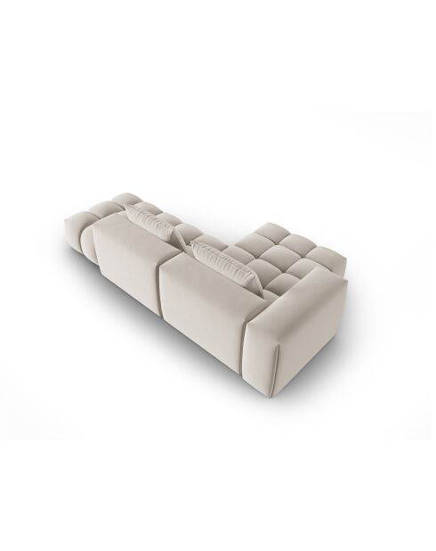 Verona 4-zits ecru modulaire fluwelen hoekbank links - 265x145x70 cm
