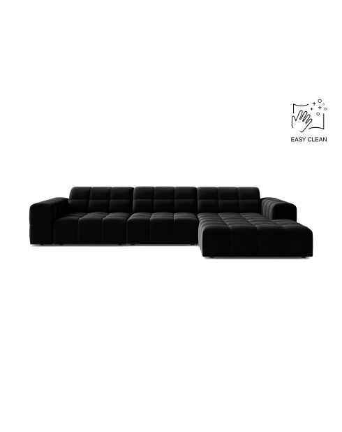 Chicago Ecksofa für 4 Personen, schwarz, Samt, rechts, 294 x 167 x 78 cm