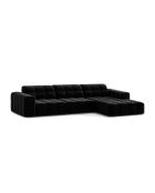 Chicago Ecksofa für 4 Personen, schwarz, Samt, rechts, 294 x 167 x 78 cm