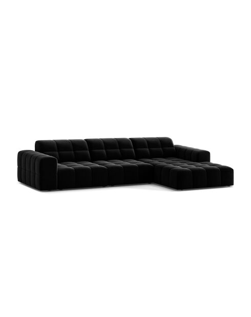 Chicago Ecksofa für 4 Personen, schwarz, Samt, rechts, 294 x 167 x 78 cm