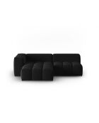 Verona 3-zits zwarte modulaire fluwelen linkerhoekbank - 205x145x70 cm