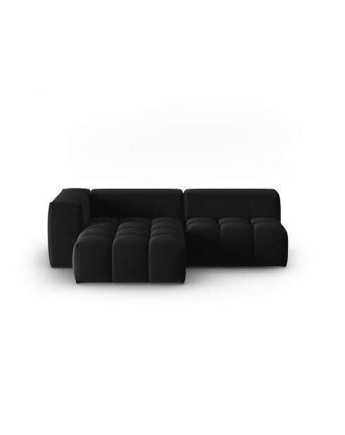 Verona 3-zits zwarte modulaire fluwelen linkerhoekbank - 205x145x70 cm