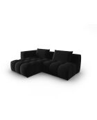 Verona 3-zits zwarte modulaire fluwelen linkerhoekbank - 205x145x70 cm