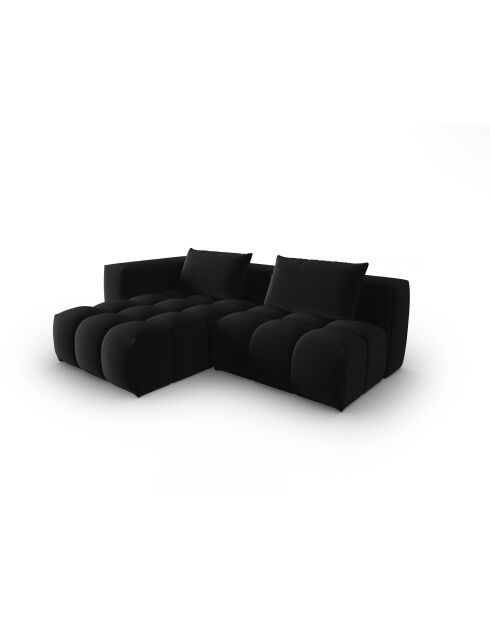 Verona 3-zits zwarte modulaire fluwelen linkerhoekbank - 205x145x70 cm