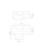 Verona 3-zits zwarte modulaire fluwelen linkerhoekbank - 205x145x70 cm