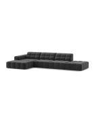 Chicago 5-Sitzer-Ecksofa links aus grauem Samt — 348x167x78 cm