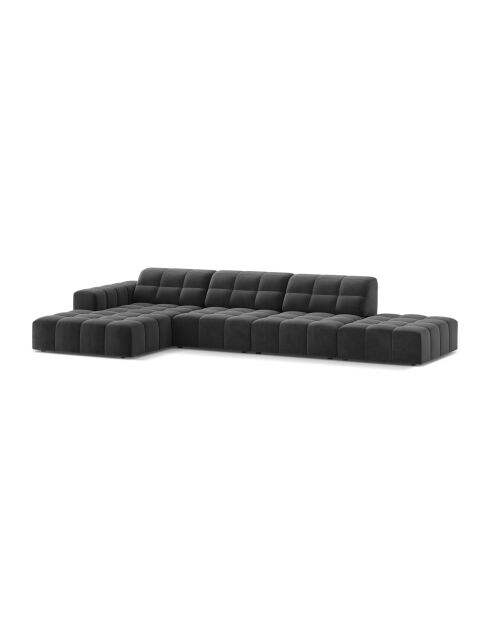 Chicago 5-Sitzer-Ecksofa links aus grauem Samt — 348x167x78 cm