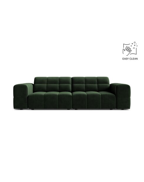 Canapé velours Chicago 3 places vert bouteille - 212x102x78 cm