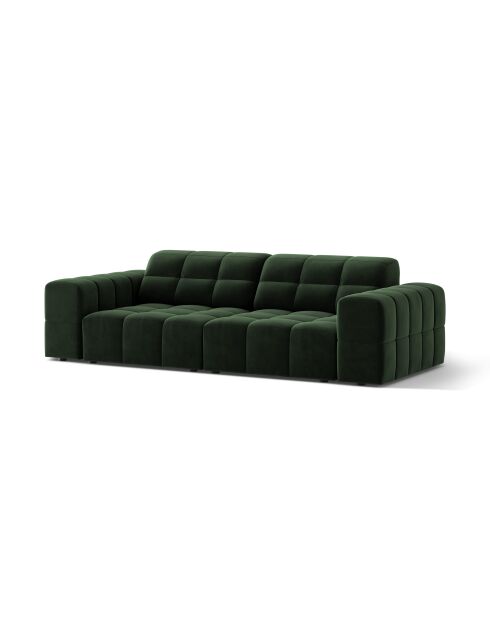 Canapé velours Chicago 3 places vert bouteille - 212x102x78 cm