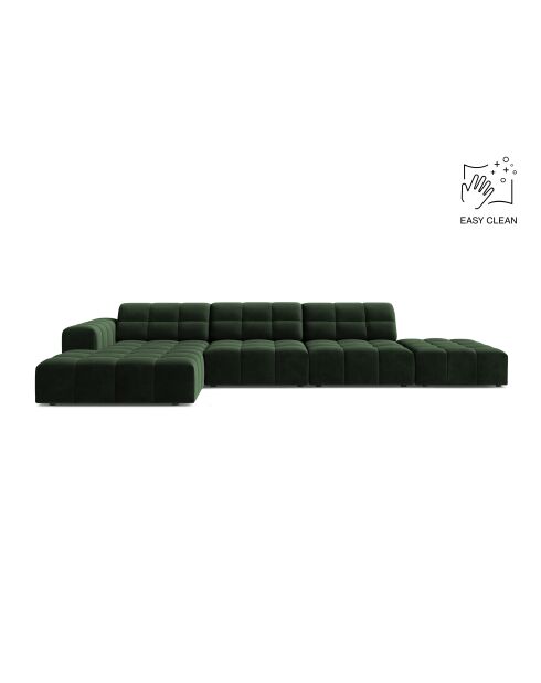 Chicago Velvet Ecksofa links 5-Sitzer flaschengrün - 348x167x78 cm