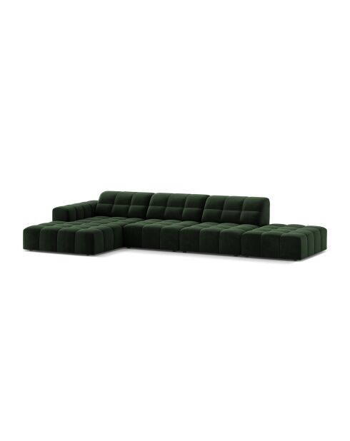 Chicago Velvet Ecksofa links 5-Sitzer flaschengrün - 348x167x78 cm