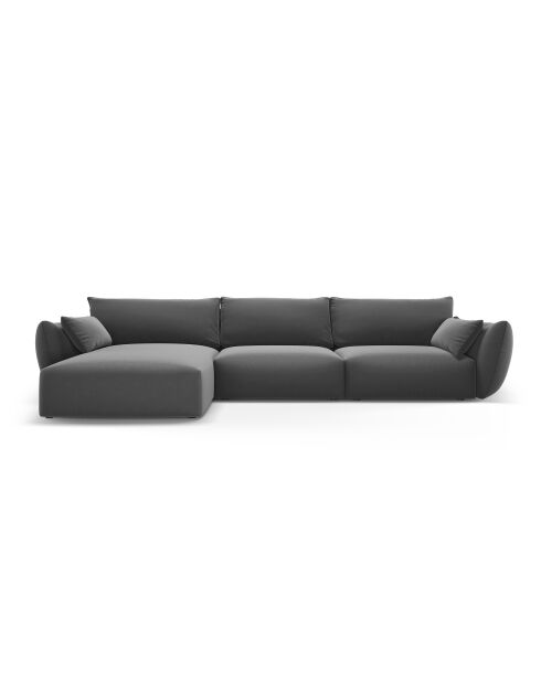 4-Sitzer-Ecksofa aus matera-Samt, dunkelgrau, links, 308 x 171 x 85 cm