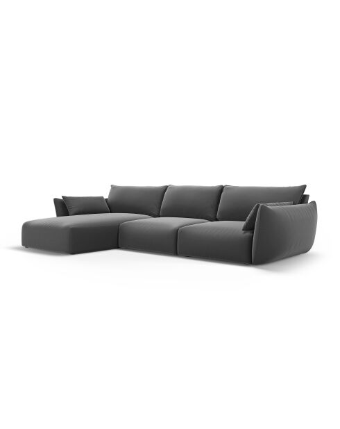 4-Sitzer-Ecksofa aus matera-Samt, dunkelgrau, links, 308 x 171 x 85 cm
