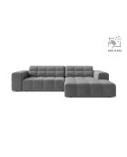 Chicago 3-Sitzer-Ecksofa aus Samt rechts hellgrau - 234x167x78 cm