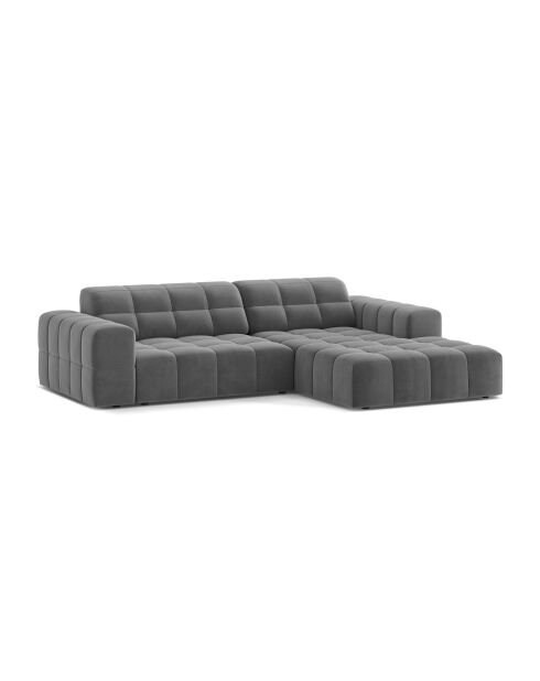 Chicago 3-Sitzer-Ecksofa aus Samt rechts hellgrau - 234x167x78 cm