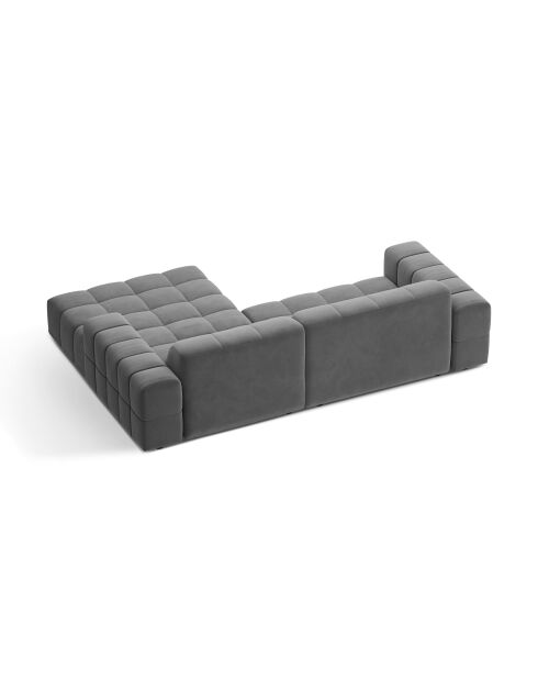 Chicago 3-Sitzer-Ecksofa aus Samt rechts hellgrau - 234x167x78 cm