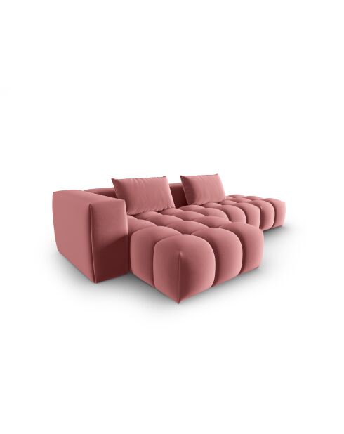 Divano angolare sinistro Verona 4 posti flamingo modulare in velluto - 265x145x70 cm