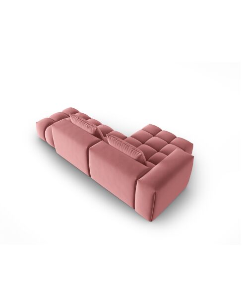 Divano angolare sinistro Verona 4 posti flamingo modulare in velluto - 265x145x70 cm