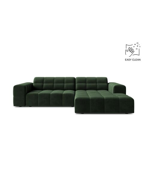 Divano angolare destro Chicago 3 posti in velluto verde bottiglia - 234x167x78 cm