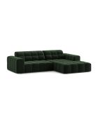 Divano angolare destro Chicago 3 posti in velluto verde bottiglia - 234x167x78 cm