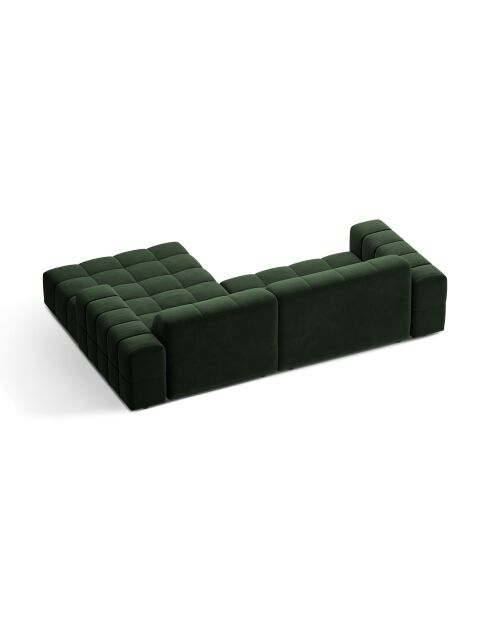 Divano angolare destro Chicago 3 posti in velluto verde bottiglia - 234x167x78 cm
