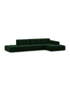 Divano angolare destro Chicago a 5 posti in velluto verde bottiglia - 348x167x78 cm