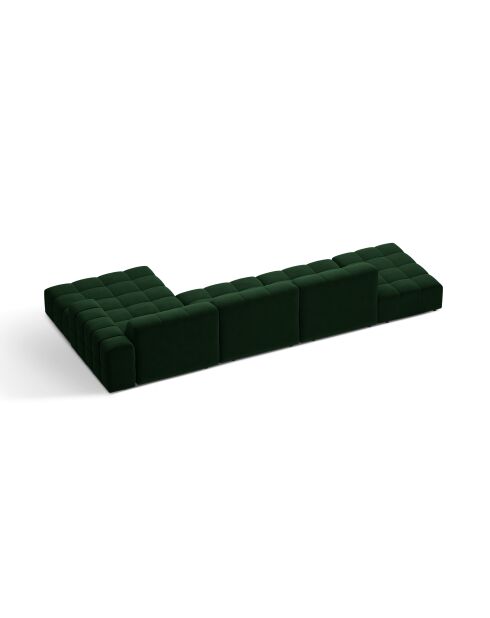 Divano angolare destro Chicago a 5 posti in velluto verde bottiglia - 348x167x78 cm