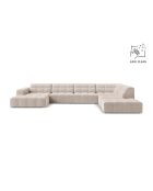 Panorama-Ecksofa (rechte Seite) Chicago 7-Sitzer aus Samt, hellbeige — 375 x 263 x 78 cm