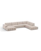 Panorama-Ecksofa (rechte Seite) Chicago 7-Sitzer aus Samt, hellbeige — 375 x 263 x 78 cm