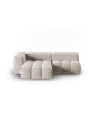 Verona 3-zits ecru modulaire fluwelen hoekbank links - 205x145x70 cm