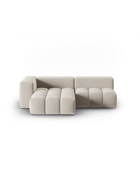 Verona 3-zits ecru modulaire fluwelen hoekbank links - 205x145x70 cm