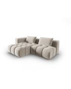 Verona 3-zits ecru modulaire fluwelen hoekbank links - 205x145x70 cm