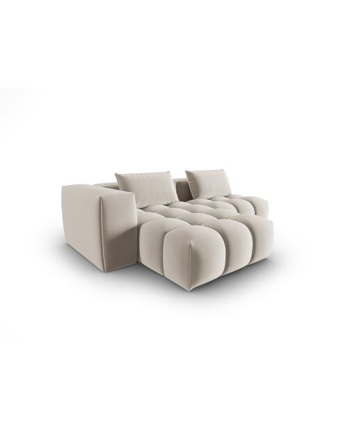 Verona 3-zits ecru modulaire fluwelen hoekbank links - 205x145x70 cm