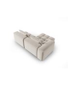 Verona 3-zits ecru modulaire fluwelen hoekbank links - 205x145x70 cm