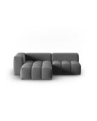 Verona 3-Sitzer-Ecksofa aus warmem grauem, modularem Samt, links, 205 x 145 x 70 cm