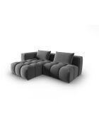Verona 3-Sitzer-Ecksofa aus warmem grauem, modularem Samt, links, 205 x 145 x 70 cm