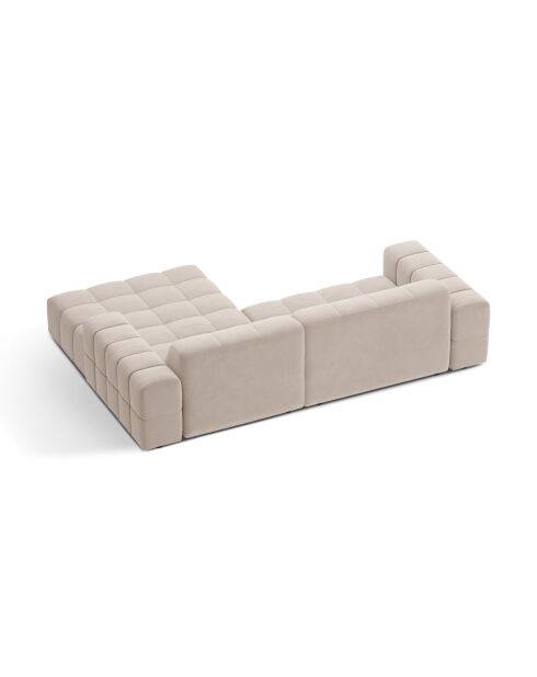 Chicago 3-Sitzer-Ecksofa rechts aus Samt hellbeige - 234x167x78 cm