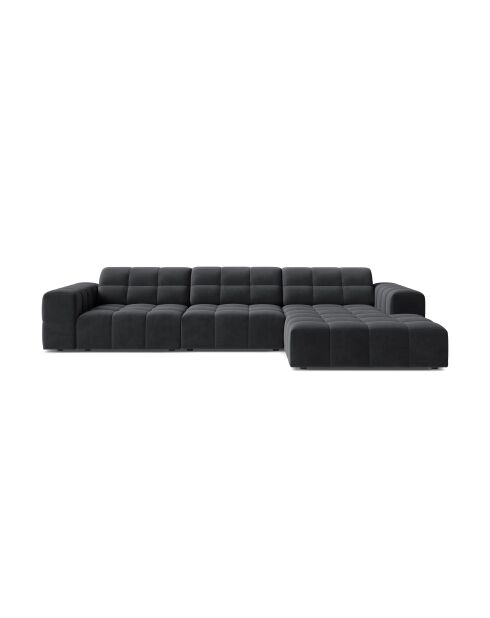 Chicago 4-zits hoekbank grijs fluweel rechts - 294x167x78 cm