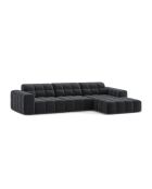 Chicago 4-zits hoekbank grijs fluweel rechts - 294x167x78 cm