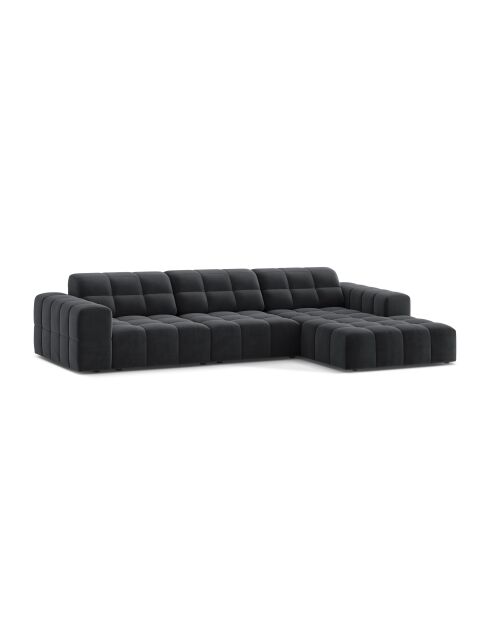 Chicago 4-zits hoekbank grijs fluweel rechts - 294x167x78 cm