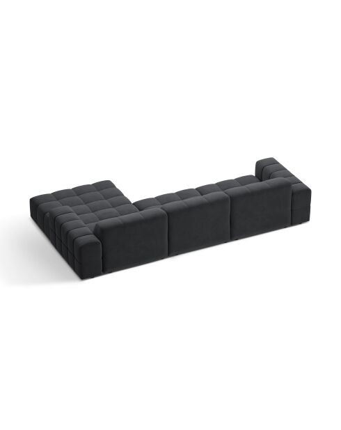 Chicago 4-zits hoekbank grijs fluweel rechts - 294x167x78 cm