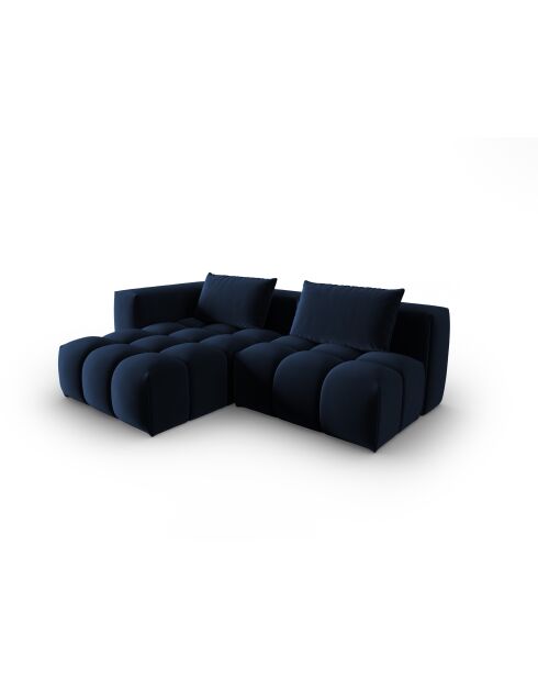 Verona 3-zits modulaire fluwelen linkerhoekbank koningsblauw - 205x145x70 cm