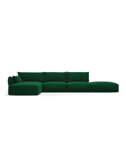 Matera 5-Sitzer flaschengrünes linkes Ecksofa aus Samt - 364x171x85 cm