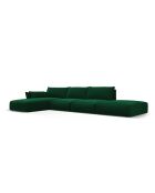 Matera 5-Sitzer flaschengrünes linkes Ecksofa aus Samt - 364x171x85 cm