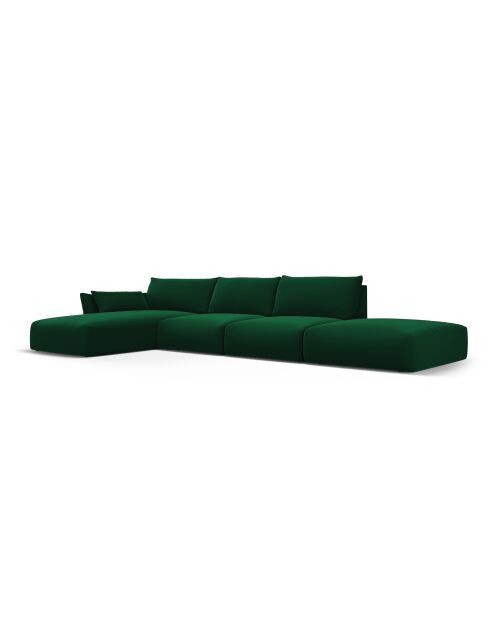 Matera 5-Sitzer flaschengrünes linkes Ecksofa aus Samt - 364x171x85 cm